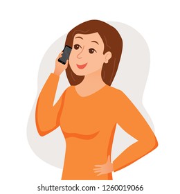 Girl Speaking Using Her Smartphone Holding Stock Vector (Royalty Free ...