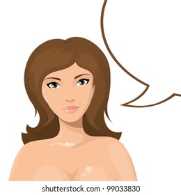 Girl with speech bubble file with clipping mask