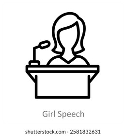 Girl Speech and lecture icon concept