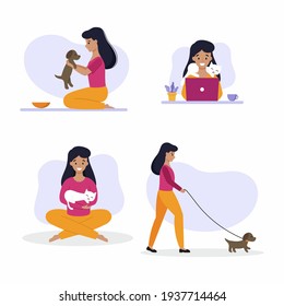 The girl spends time with her pet.