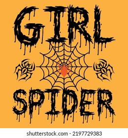 Girl spider unique and eye-catching Halloween t-shirt design 