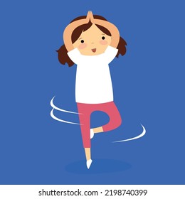 girl spinning on a blue background