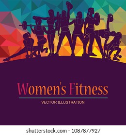 Girl sport. Girl power. Girl fitness, gym, body-building, workout, powerlifting, crossfit. Healthy lifestyle. Vector illustration