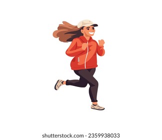 Girl in a sports suit runs, vector illustration