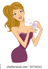 Chica rociando Perfume - Vector