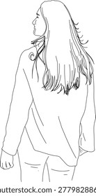 A girl is standing alone
