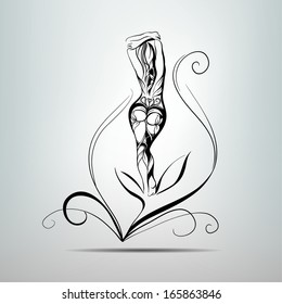 Girl standing back on the sheet. Vector illustration