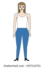 Girl standing cartoon character isolated - vector illustration