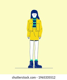 Girl Standing with Fashion Stylish, Vector Illustrations Characters.