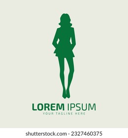 girl standing logo icon vector silhouette symbol isolated on white background.