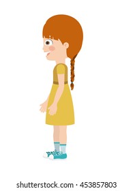 girl standing looking aside isolated icon design, vector illustration  graphic 