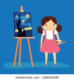 girl standing near the easel