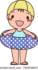 Girl standing smiling in swimsuit