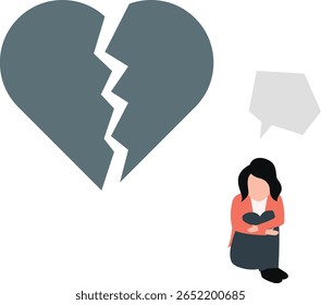 The girl stands alone, shoulders slumped, eyes downcast, reflecting deep disappointment in her demeanor.