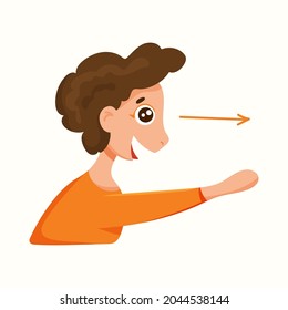 The girl is staring at something. Vector illustration in flat style