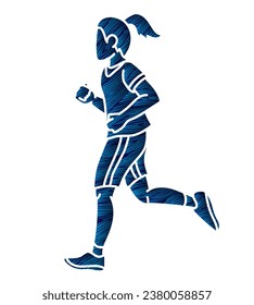 A Girl Start Running Action Cartoon Sport Graphic Vector