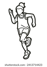 A Girl Start Running Action Jogging Movement Cartoon Sport Graphic Vector