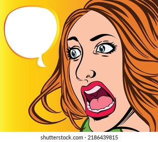 The girl was in a state of extreme fear. hand drawn style vector design illustration.