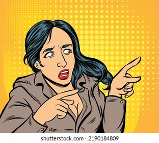The girl was in a state of extreme fear. hand drawn style vector design illustration.