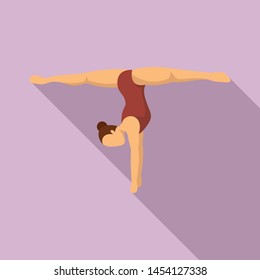 Girl stay on hands gymnastics icon. Flat illustration of girl stay on hands gymnastics vector icon for web design
