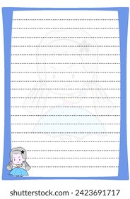 Girl Sticky sheet design, notepad, sticker, memo note, reminder for writing., notepad, sticker, memo note, reminder for writing.