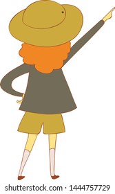 Girl stingrays a finger in the distance. Vector illustration on white background.