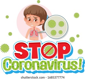 Girl with stop Coronavirus sign illustration