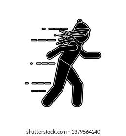 girl and storm icon. Element of Winter for mobile concept and web apps icon. Glyph, flat icon for website design and development, app development