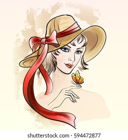 girl in a straw hat