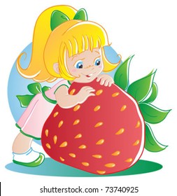 Girl with strawberry