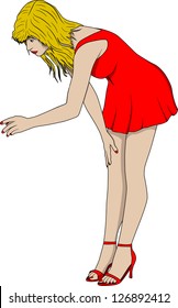 The girl stretch one's hand for something
