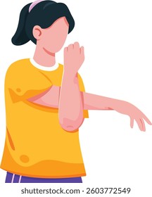 Girl stretching arm Illustration, Flexibility and Health