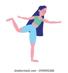 girl stretching exercise isolated icon