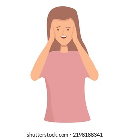 Girl strong wow icon cartoon vector. Happy man. Positive excited