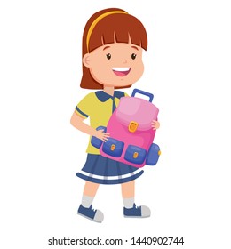 girl student with backpack back to school vector illustration