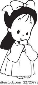Girl student cartoon doodle kawaii anime coloring page cute illustration drawing clip art character chibi