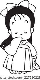 Girl student cartoon doodle kawaii anime coloring page cute illustration chibi manga comic
