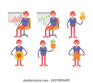 girl student characters set in different poses vector illustration