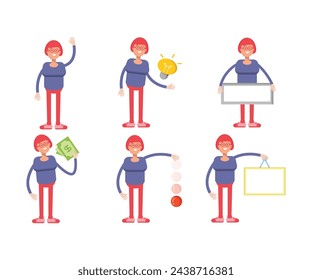 girl student characters set in different poses vector illustration