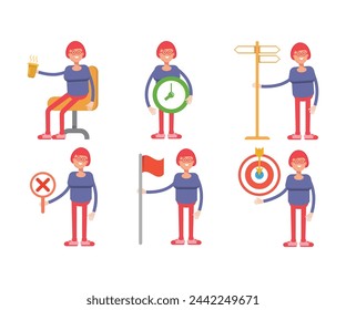 girl student characters set in different poses vector illustration
