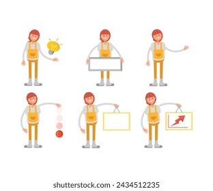 girl student characters set in various poses illustration