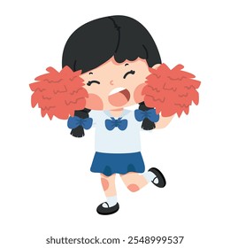 girl student cheerleader Cheerful cartoon