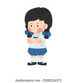 girl student is crossing her arms