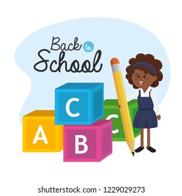 girl student with cubes games and pencil