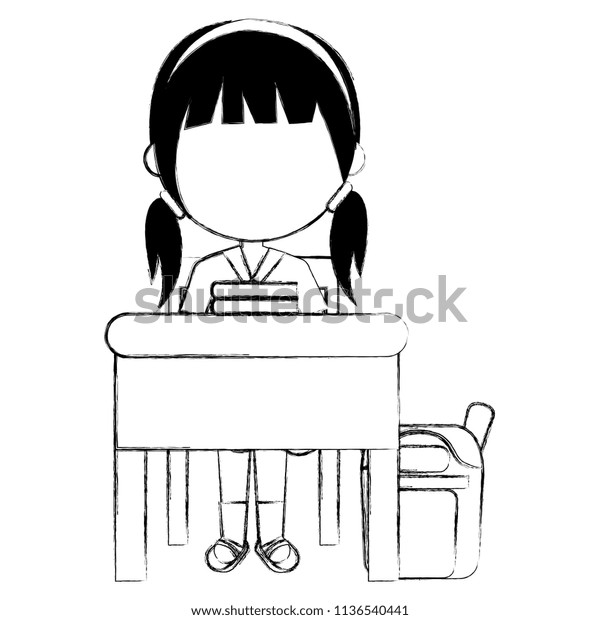 Girl Student Desk Schoolbag Avatar Character Stock Vector Royalty