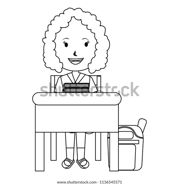 Girl Student Desk Schoolbag Avatar Character Stock Vector Royalty