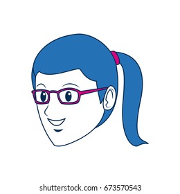 girl student face cartoon people head