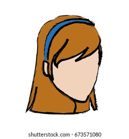 girl student face cartoon people head