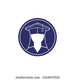 girl student in graduate cap, icon, sign, logo, isolated vector illustration