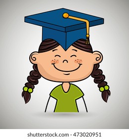 girl student graduation icon vector illustration design